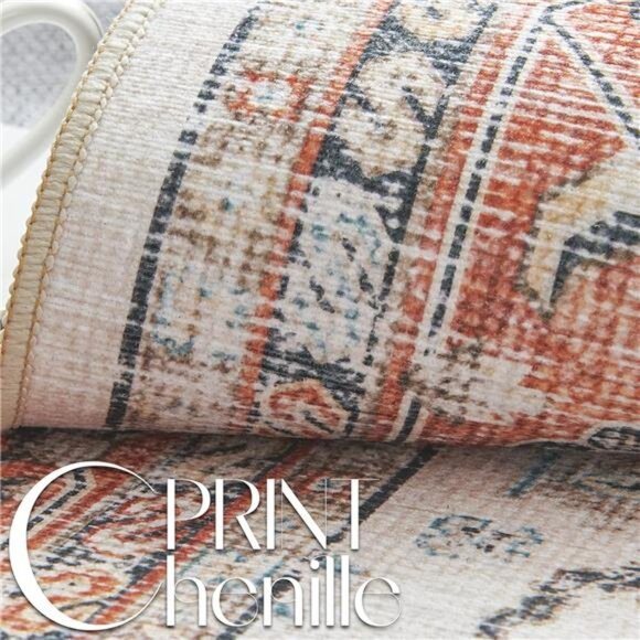 Area Rug 2x3 Entryway Rug Orange Vintage Traditional Area Rug - Picture 2 of 7